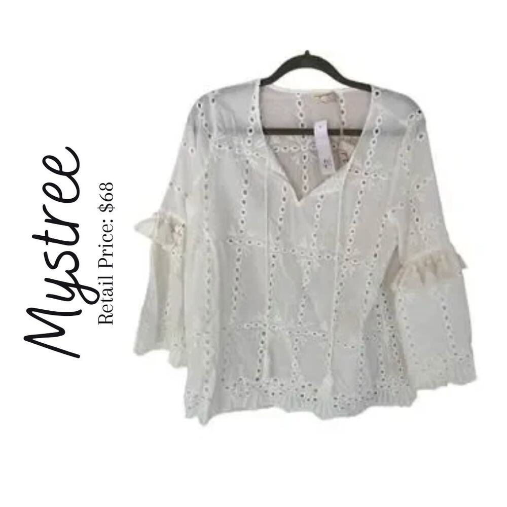 NWT Mystree White Eyelet Lace Blouse
